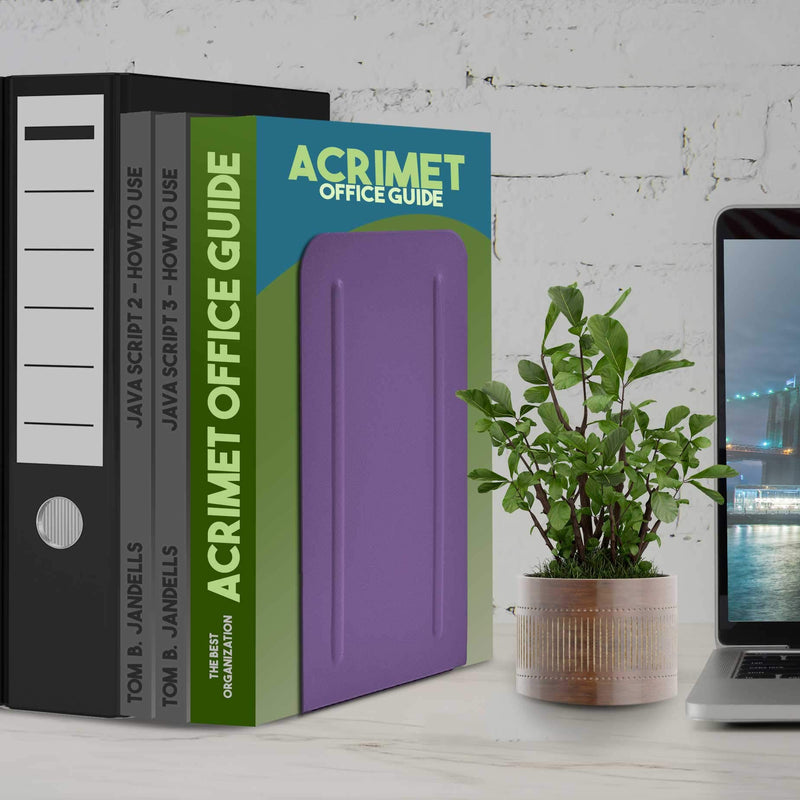 [Australia - AusPower] - Acrimet Jumbo Premium Metal Bookends 9" (Heavy Duty) (Purple Color) (1 Pair) 