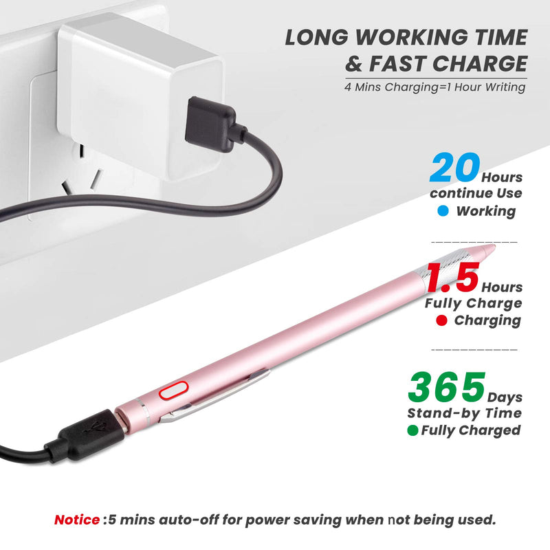 [Australia - AusPower] - Stylus Pen for Asus Chromebook Flip C434 Pencil,Rsepvwy Active Stylus Digital Pencil with 1.5mm Ultra Fine Tip Stylus Pen for Asus Chromebook Flip C434,Pink 