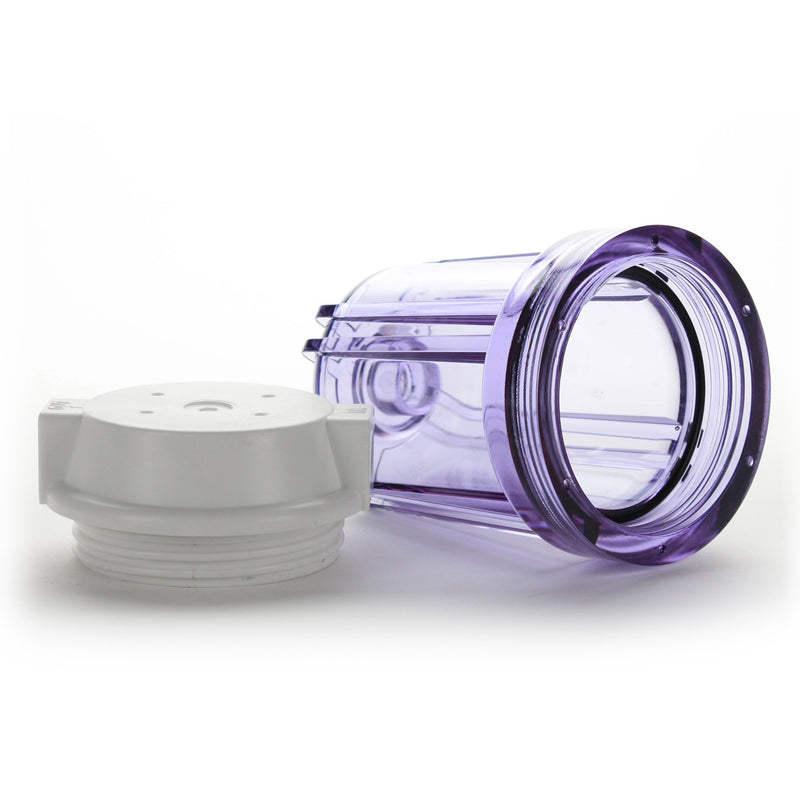 [Australia - AusPower] - Hydronix HF2-5CLWH12, 5" Clear Housing with White Flat Cap For RO & Filtration Systems, 1/2" Ports 