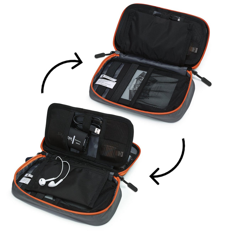 [Australia - AusPower] - BAGSMART Electronic Organizer Travel Cable Organizer Bag Portable Electronic Accessories Bag for Cable, USB, Grey Grey and Orange 