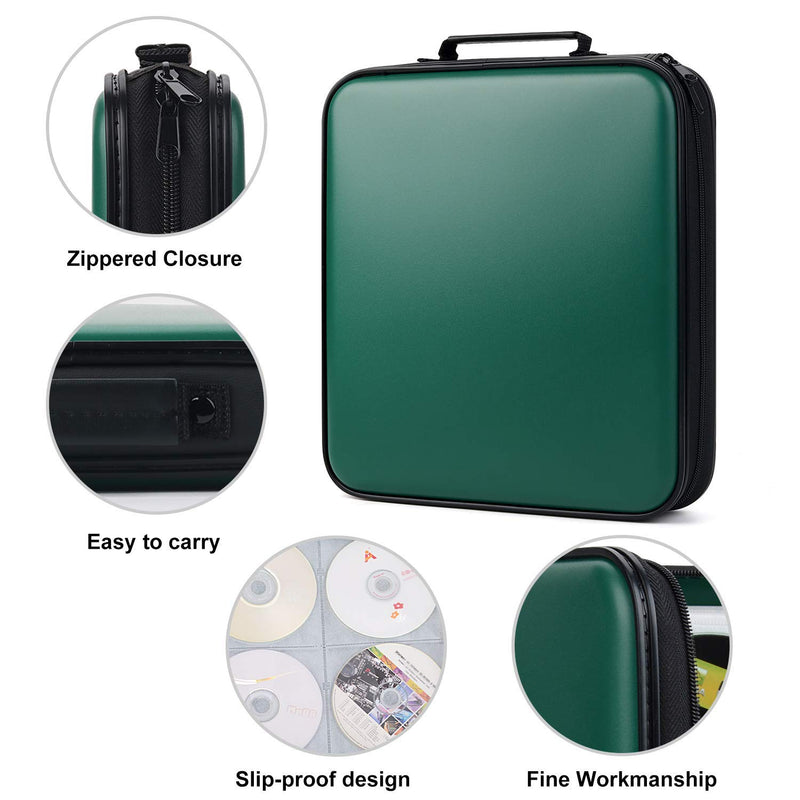 [Australia - AusPower] - Fansport CD Case 160 Capacity DVD Case Organizer CD/DVD Case, CD Case Storage DVD Organizer Case DVD Booklet CD/DVD Holder Case DVD Book Heavy Duty DVD Case Book Wallet (Dark Green) Dark Green 