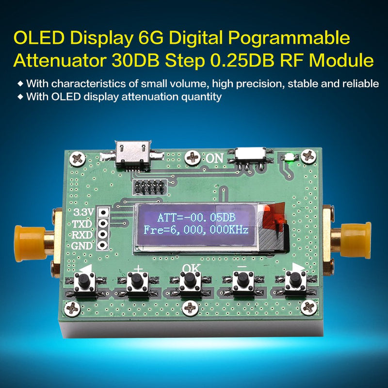 [Australia - AusPower] - Display 6G Digital Programmable Attenuator 30Db Step 0.25Db Rf Module 6G Digital Programmable Attenuator 30Db Step 0.25Db 