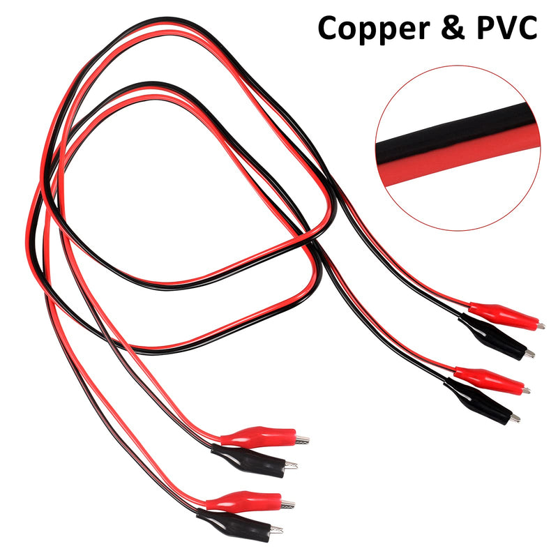 [Australia - AusPower] - 4 Groups 1M Alligator Clips Electrical, Insulated Test Leads with Alligator Clips, Stamping Double-ended Jumper Wires for Electrical Testing, Circuit Connection, Experiment (Red & Black) 