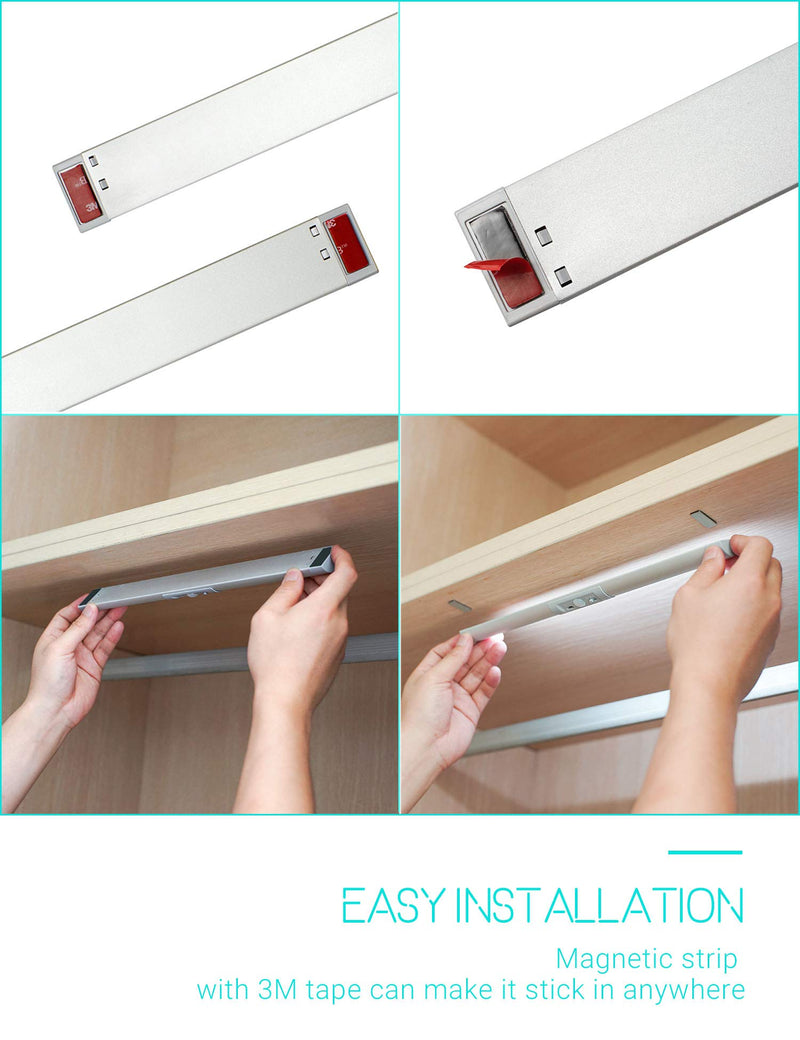 [Australia - AusPower] - Automatic Motion Sensor Lighting with Eye-Protection Design Closet Light, Germany Osram LED for Wireless Lighting Pantry Light, Rechargeable Night Lighting for Cabinet Light(80Lumen, 6000k 80+CRI)) 1 Pack 