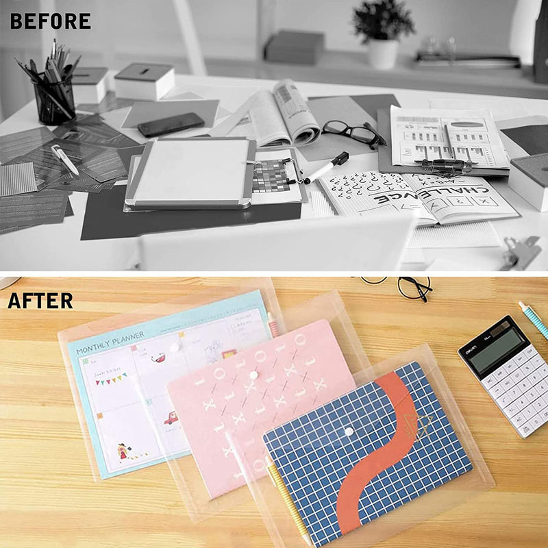 [Australia - AusPower] - Toplive File Folders,12 Packs Plastic Envelopes Clear A4 Letter Size Waterproof Poly Envelopes Folders with Snap Closure for Office School Supplie 