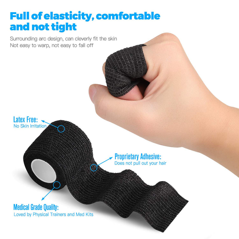[Australia - AusPower] - Bandage Wrap Self Adhesive Bandage Wrap Breathable Cohesive Bandage Wrap Rolls Athletic Elastic Self Adherent Wrap for Sports Injury ,Wrist, Ankle Sprains (Black, 4 Inch (Pack of 8)) Black 4 Inch (Pack of 8) 