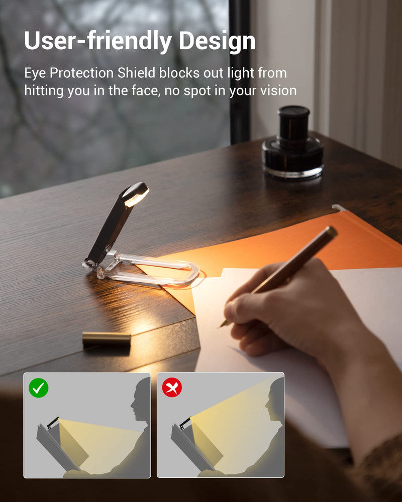 [Australia - AusPower] - DEWENWILS USB Rechargeable Book Light for Reading in Bed, Warm White, Brightness Adjustable, LED Clip on Book Reading Lights, Perfect for Bookworms, Kids, Black 