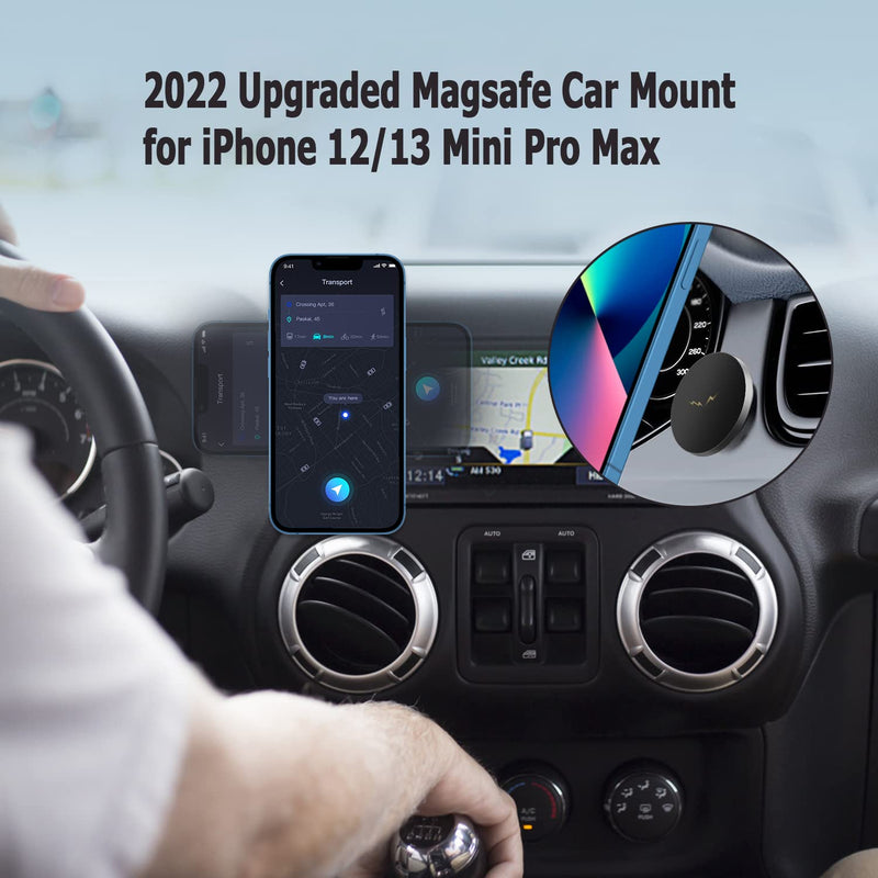 [Australia - AusPower] - Magnetic Car Mount Compatible with Magsafe/No Case iPhone 13 12 Mini Pro Max, Dashboard Dash Carmount Cell Phone Wall Holder -Black 