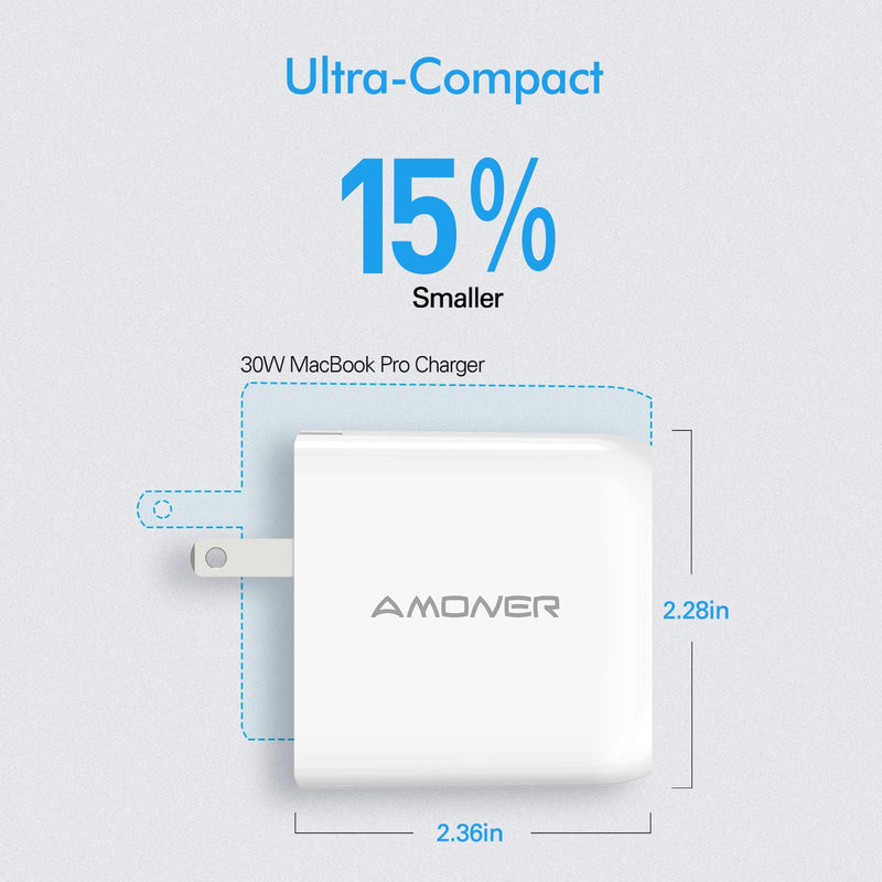 [Australia - AusPower] - USB C Wall Charger, Amoner iPhone 12 13 Charger Block with Foldable Plug, 30W iPhone Charger Fast Charging for iPhone 13 Pro/13/ iPhone 12 Pro Max/12 Pro/12/11 Pro Max/11/Google Pixel and More white 