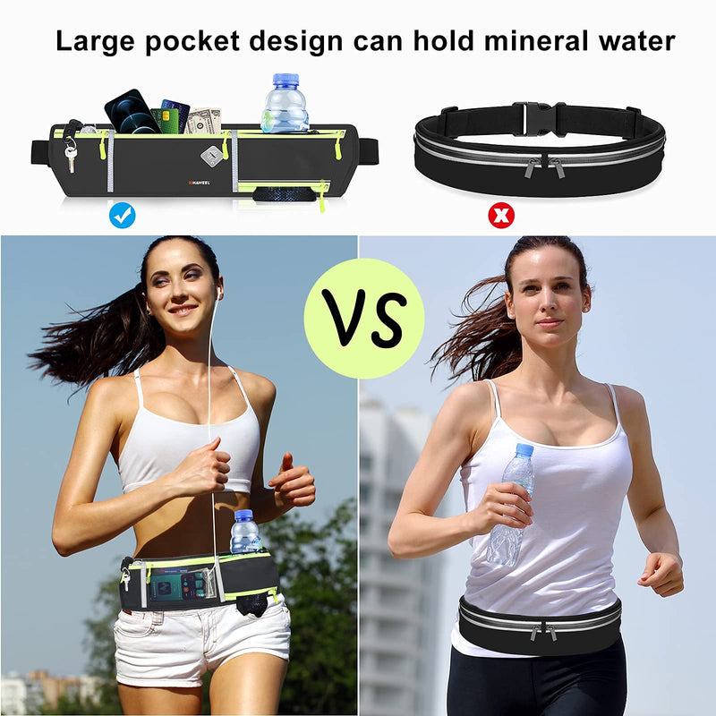 [Australia - AusPower] - Running Fanny Pack Waist Bag Phone Holder Belt with Water Bottle Holder Suitable for Runner Cycling Hiking Accessories for iPhone 12 Plus Samsung Galaxy etc. black 