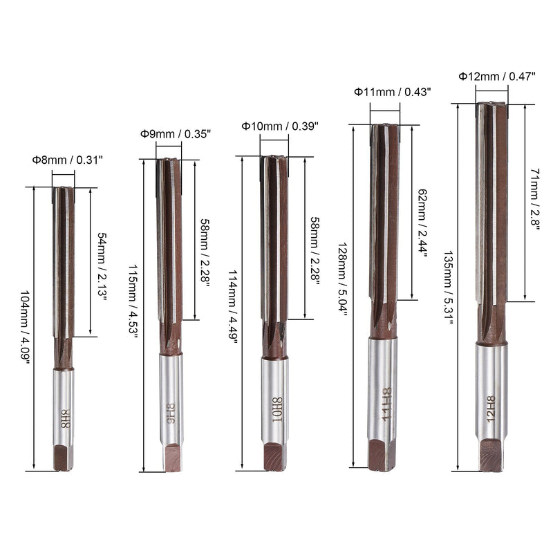 [Australia - AusPower] - uxcell Hand Reamers Set H8 Accuracy Alloy Tool Steel 6 Flutes Straight Shank Milling Cutter Tool 10pcs (3mm, 4mm, 5mm, 6mm, 7mm, 8mm, 9mm, 10mm, 11mm, 12mm) 