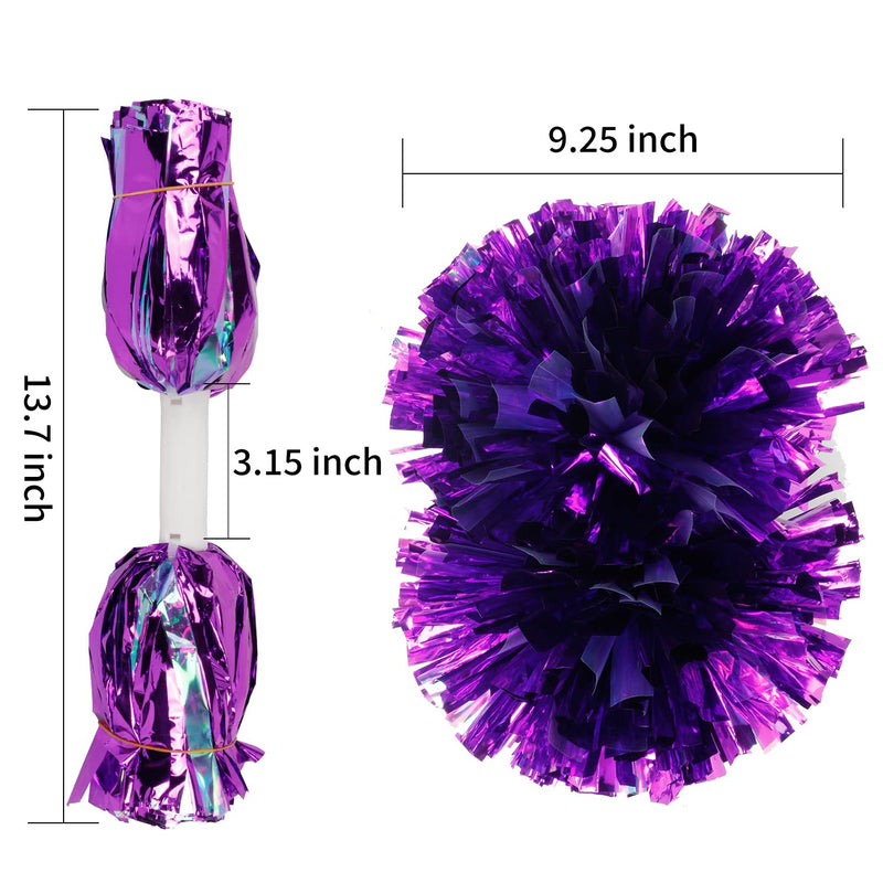 [Australia - AusPower] - heyesaki 2-Pack Cheerleading Pom Poms, 13.8" Cheer Pom Poms with Baton Handles Metal Foil Cheer Pom Poms for Kids Adult Cheer Teamwork 