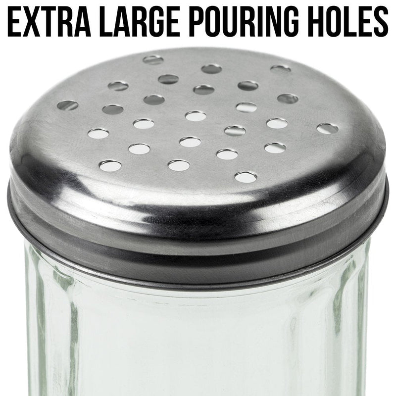 [Australia - AusPower] - Spice & Cheese Shaker - 12 oz. Glass Server with Metal Lid and Extra Large Holes for Parmesan and Mozzarella by Back of House Ltd. 
