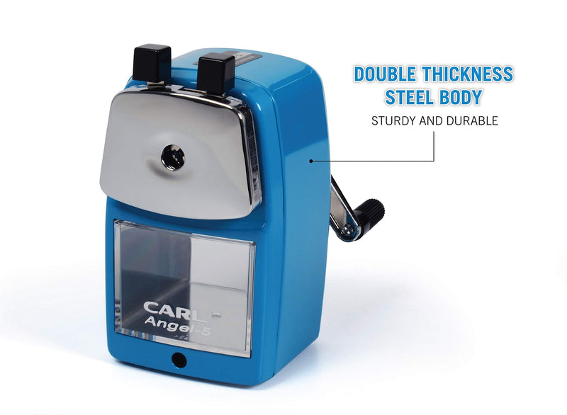 [Australia - AusPower] - Carl Angel-5 Manual Pencil Sharpener with Metal Table Mount. Quiet for The Classroom, Home & Office, Black (CUI19018) 