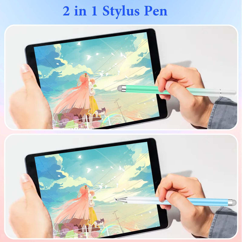[Australia - AusPower] - Luntak Stylus Pens for Touch Screens, 2 in 1 Magnetic Disc Stylus Pen for iPad with Magnetic Cap, Tablet iPad Pencil Compatible with iPhone/iPad/Android/Microsoft/Surface All Capacitive Touch Screens Green+Blue 