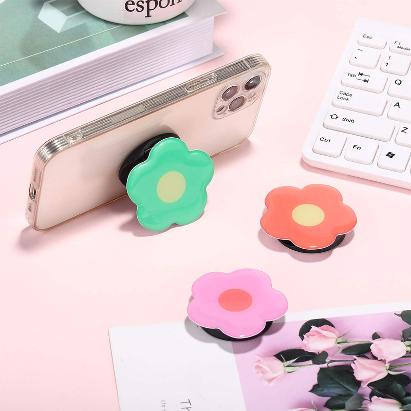 [Australia - AusPower] - 3 Pieces Phone Grip Holder Flower Collapsible Phone Holder Self-Adhesive Sublimation Phone Holders for Smartphone and Tablets 