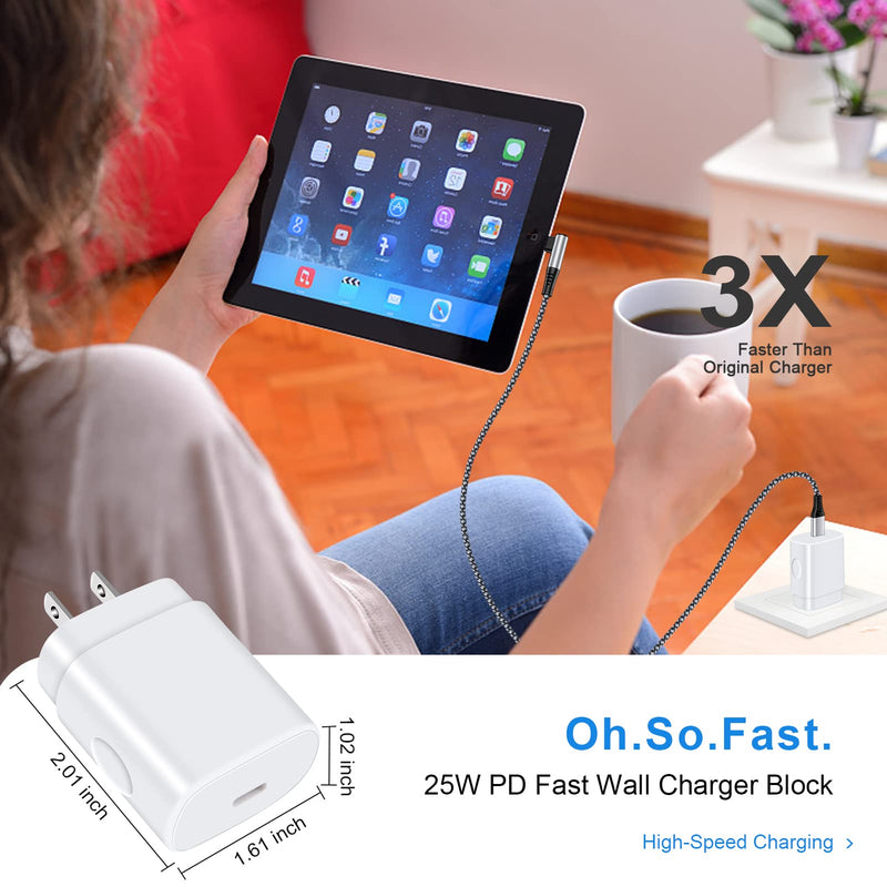 [Australia - AusPower] - 25W USB C Block for Android Samsung Galaxy A14 5G/A54/A13/A12/A03s/A11/A01/A53/A52/A51/A34/A32/A23/A24/A32/ A40/A41/A42/A50/A70/A73/A80/ A90/S23 Fast Charger Box +Right Angle Type C Phone Cable 5FT 