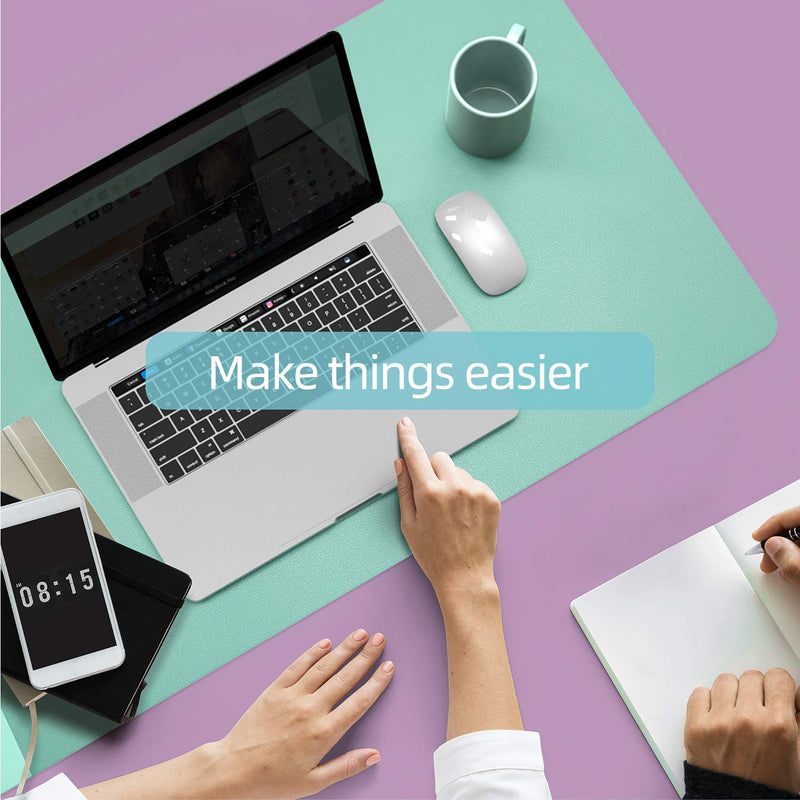 [Australia - AusPower] - YSAGi Multifunctional Office Desk Pad, Ultra Thin Waterproof PU Leather Mouse Pad, Dual Use Desk Writing Mat for Office/Home (31.5" x 15.7", Calamine Blue+Cobalt Green) 31.5" x 15.7" 