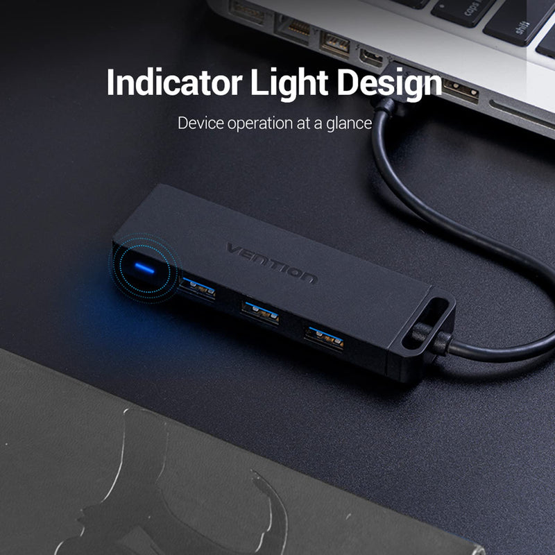 [Australia - AusPower] - VENTION USB 3.0 Hub, 4 Ports USB Hub Ultra-Slim Data USB Hub 1.6FT Extended Cable [Charging Supported], Compatible with MacBook, Laptop, Surface Pro, PS4, PC, Flash Drive, Mobile HDD (0.5m/1.6ft) 0.5m/1.6ft 
