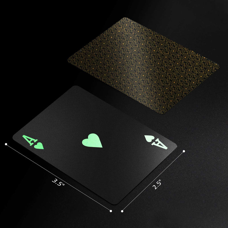 [Australia - AusPower] - INTEGEAR 2 Decks Plastic Playing Cards, Premium Plastic Waterproof Black Playing Poker Cards Professional Luxury Deck of Cards for Adults Classic 2 Decks 