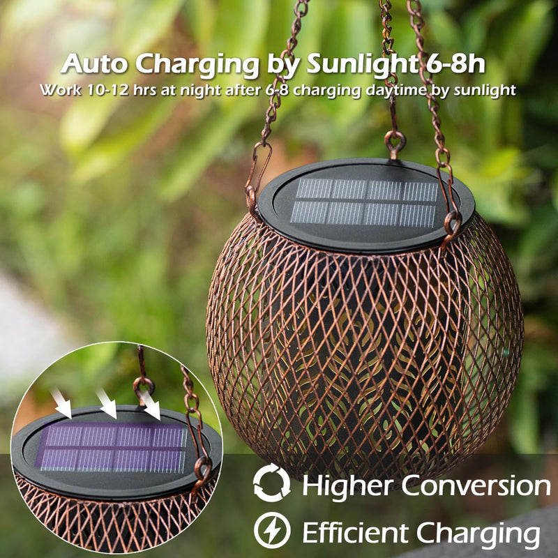 [Australia - AusPower] - LeiDrail Solar Lanterns Outdoor Upgraded Solar Lights for Outside Metal Christmas Decorative Hanging Solar Lantern Waterproof Solar Powered Lighting for Tree Yard Garden Patio 2 Pack 