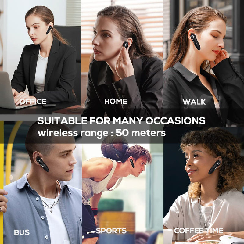 [Australia - AusPower] - Trucker Bluetooth Headset, Noise Cancelling, 30H Talking Time, Speak Callers Name, Hands Free Bluetooth Earpiece for Cell Phone Black 