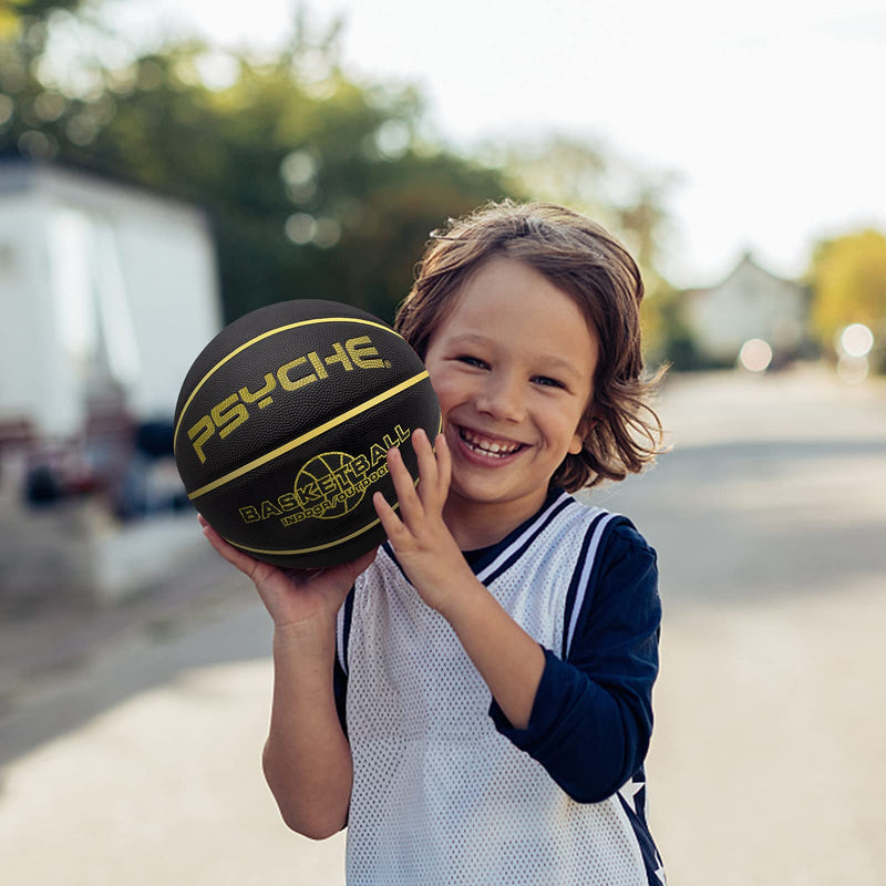 [Australia - AusPower] - Wisdom Leaves Mini Rubber Basketball,Small Basketball for Kids/Toddler,Game Play Balls Size 3 (22-Inch) Black Size 3 