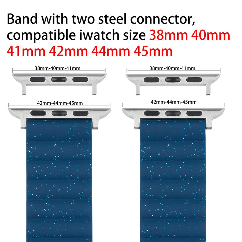 [Australia - AusPower] - COCHYSCELA Magnetic Silicone Watch Band (2.0 New) compatible with Apple Watch series 7 6 5 4 3 2 1 SE iWatch Band 38mm 40mm 41mm 42mm 44mm 45mm,Stretchy Sport Adjustable Smartwatch Strap for Women and Men Starlight-blue 38mm/40mm/41mm/42mm/44mm/45mm 