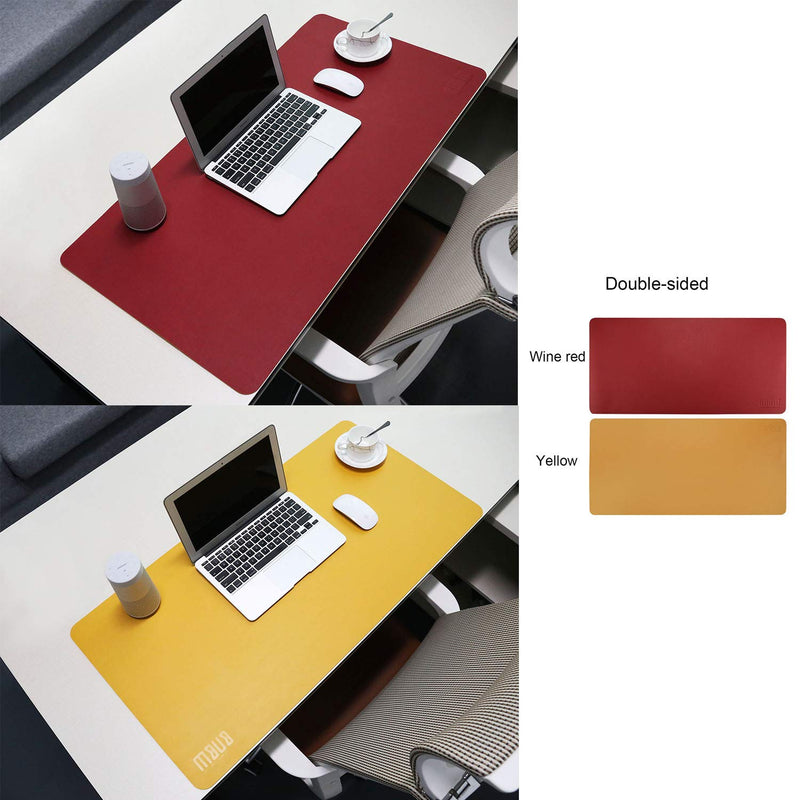 [Australia - AusPower] - BUBM PU Leather Double Sided Desk Pad Computer Mat Desk Writing Mat for Office and Home,Ultra Thin 2mm - 31.5"x15.8" (Wine red) Wine Red 