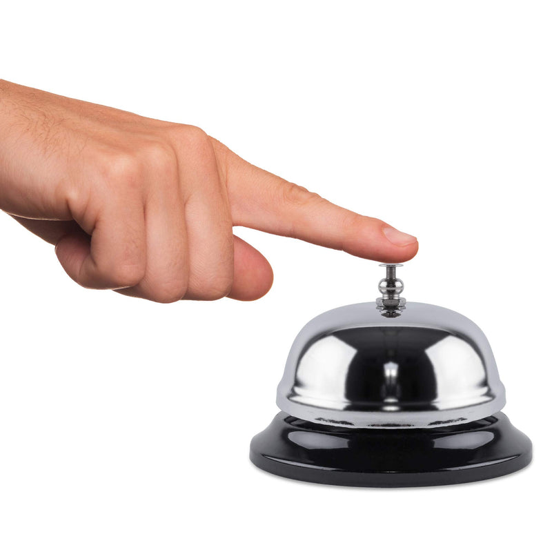 [Australia - AusPower] - 2 Pack Call Bell Front Desk 3.35 inch Silver Metal Anti-Rust Ringing Service Bell, for Hotels, Offices, Pet Dog Training, Schools, Reception, Restaurants, Warehouses, Elderly and Kids Hospitals 