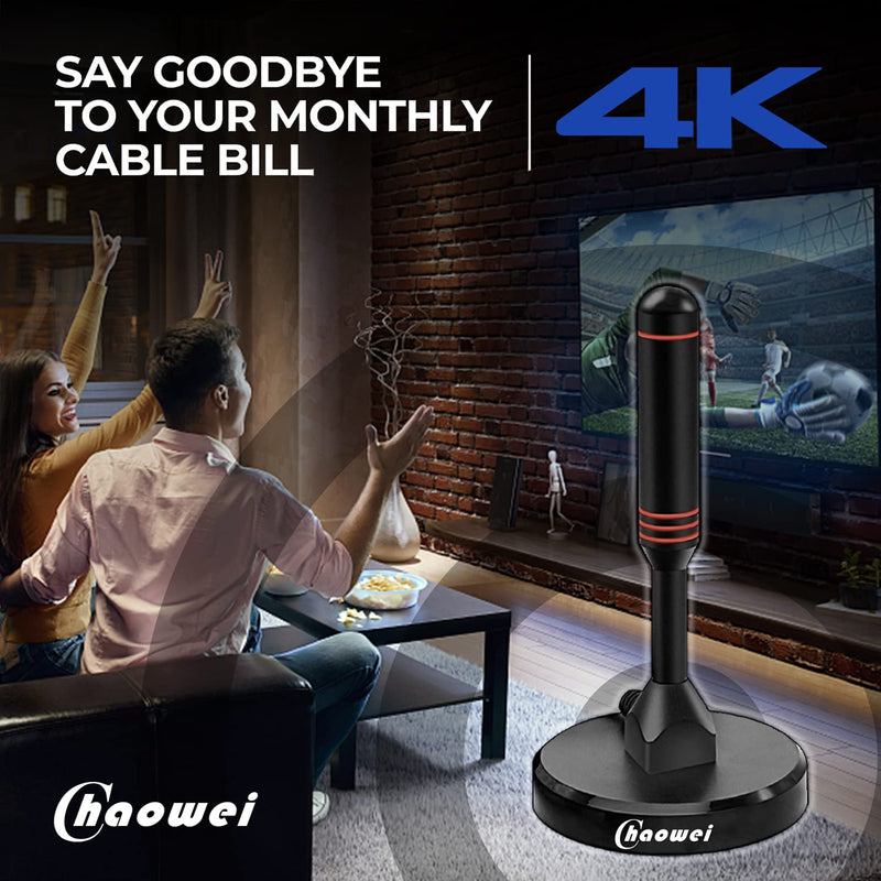 [Australia - AusPower] - Chaowei Digital HDTV Antenna with Magnetic Base,16.5feet Coaxial HDTV Cable-Portable Outdoor Indoor TV Antenna for 4K 1080p Roku TV and Fire TV Stick 2.7inch Magnetic Base 