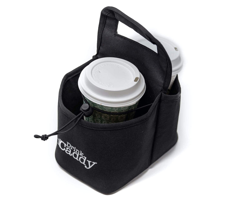 [Australia - AusPower] - Drink Caddy Portable Drink Carrier and Reusable Coffee Cup Holder - 2 Cup Collapsible Tote Bag with Organizer Pockets Safely Secures Hot and Cold Beverages - Perfect for Food Delivery and Take Out 