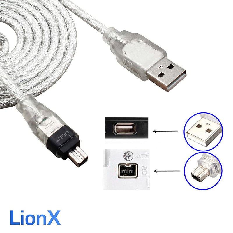 [Australia - AusPower] - LIONX New Data DV Cable USB to IEEE 1394 4 Pin Firewire Adapter High PC 