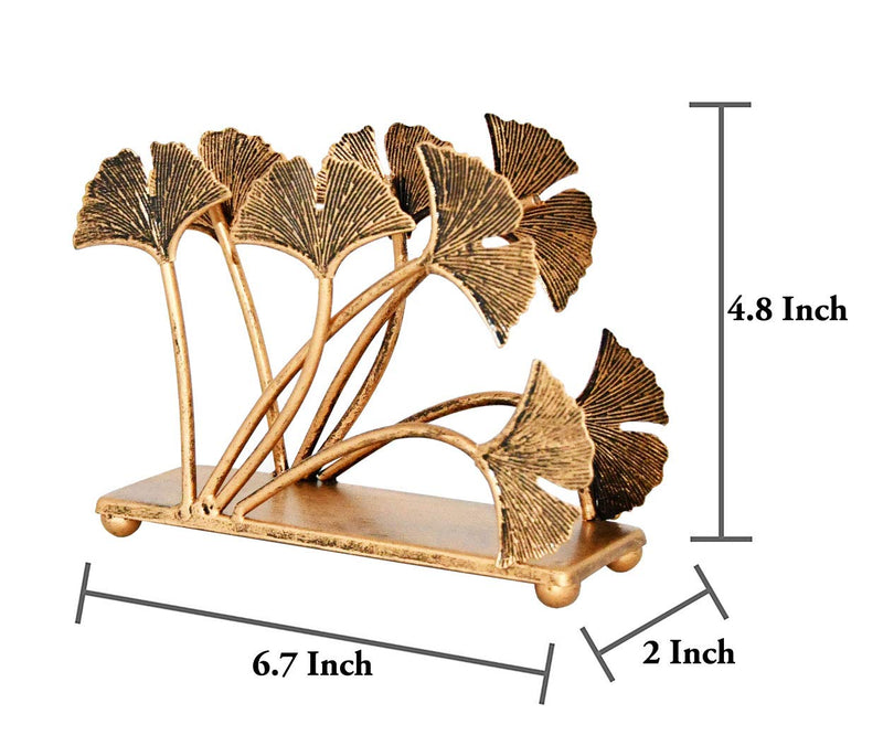 [Australia - AusPower] - OwlGift Modern Ginkgo Leaves Design Napkin Holder for Tables, Metal Paper Napkin Storage for Kitchen, Stylish Paper Towel Dispenser, Mail Letter Sorter Rack, Document File Organizer – Bronze 