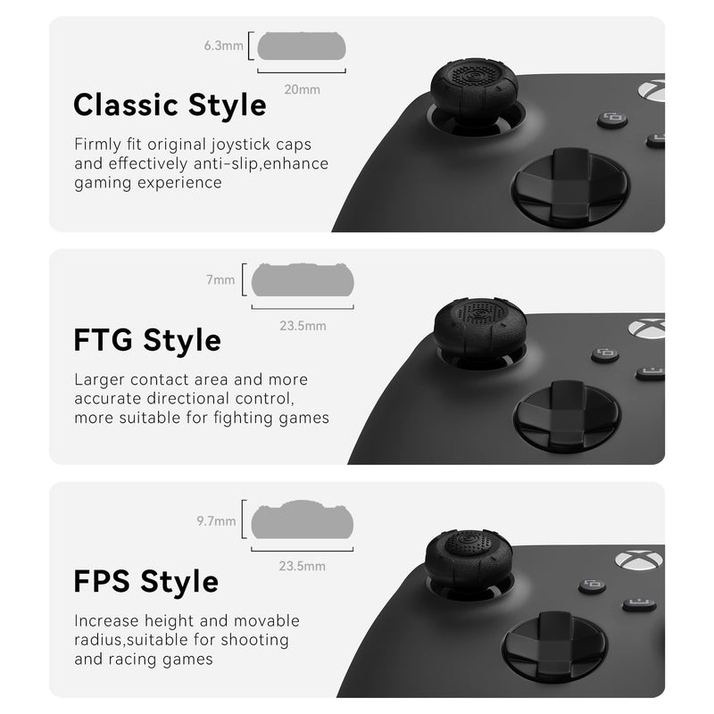 [Australia - AusPower] - GeekShare Thumb Grip Caps for Xbox One Controller,Silicone Joystick Cover Solid Color Thumbsticks Cover Set Compatible with Xbox Series X,3 Pairs / 6 Pcs (Black) Black 