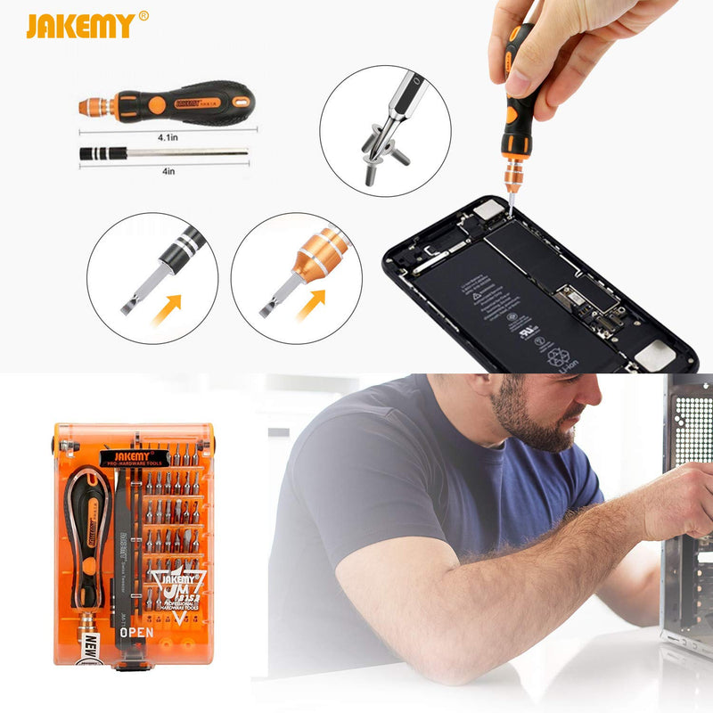 [Australia - AusPower] - Screwdriver Set 43 in 1 Precision Screwdriver Kit JAKEMY Magnetic Replaceable Bits Repair Tool Kit Opening Tool and Tweezer for iphone Cellphone PC Electronics JM-8153+ 43 in 1 
