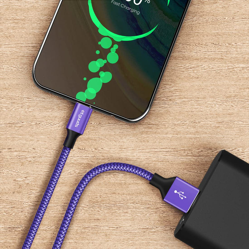 [Australia - AusPower] - etguuds Purple USB C Cable 3.3ft Fast Charging, 2-Pack Type C Cable Braided USB to USB C Cable for Samsung Galaxy S23 S22 S21 S20 S10 S10E S9 A10e A32 A52, Z Flip/Fold 4 3, Note 20 10 9, Moto, Pixel 