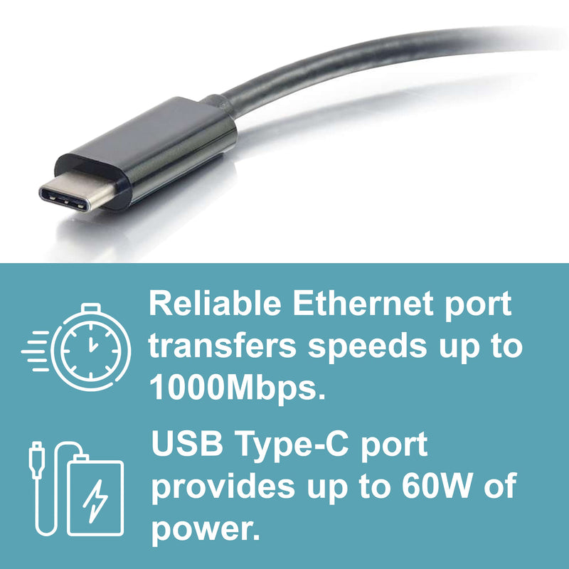 [Australia - AusPower] - C2G 29749 USB C Adapter and Ethernet Adapter with Power, Black 