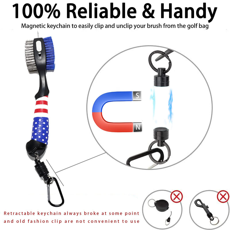 [Australia - AusPower] - Golf Club Brush and Groove Cleaner Golf Cleaning kit with Golf Towels for Golf Bags for Men Magnet for Strong Hold to Golf Carts or Clubs 