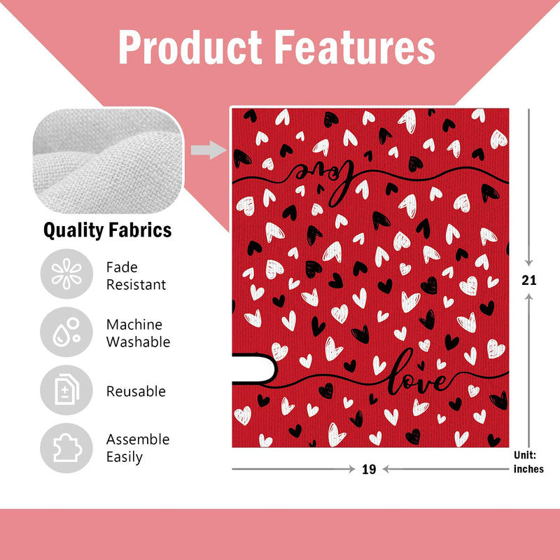 [Australia - AusPower] - FBCOO Valentine's Day Red Mailbox Cover Magnetic Standard Size 21"x19", Black White Love Heart Decorative Post Letter Box Wrap Decor, Anniversary Wedding Holiday Garden Yard Outdoor Decoration Black and White Hearts 