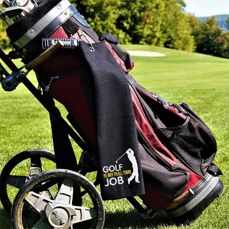 [Australia - AusPower] - DYJYBMY Golfing is My Full Time Job Golf Towel, Embroidered Golf Towels for Golf Bags with Clip, Golf Gifts for Men Women, Birthday Gifts for Golf Fan, Retirement Gifts 