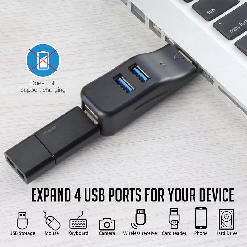 [Australia - AusPower] - VCOM 4-Port USB 3.0 Data Hub for Laptop, Portable Mini USB A Splitter High Speed for Desktop Computer, Surface Pro, USB Sticks, Flash Drive, Mobile HDD, Headset, Keyboard, Mouse 