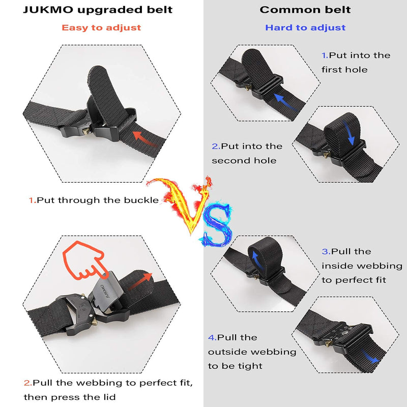 [Australia - AusPower] - JUKMO Tactical Belt, Military Hiking Rigger 1.5" Nylon Web Work Belt with Heavy Duty Quick Release Buckle Black Small-for Waist 30"-36" (Length 45") 