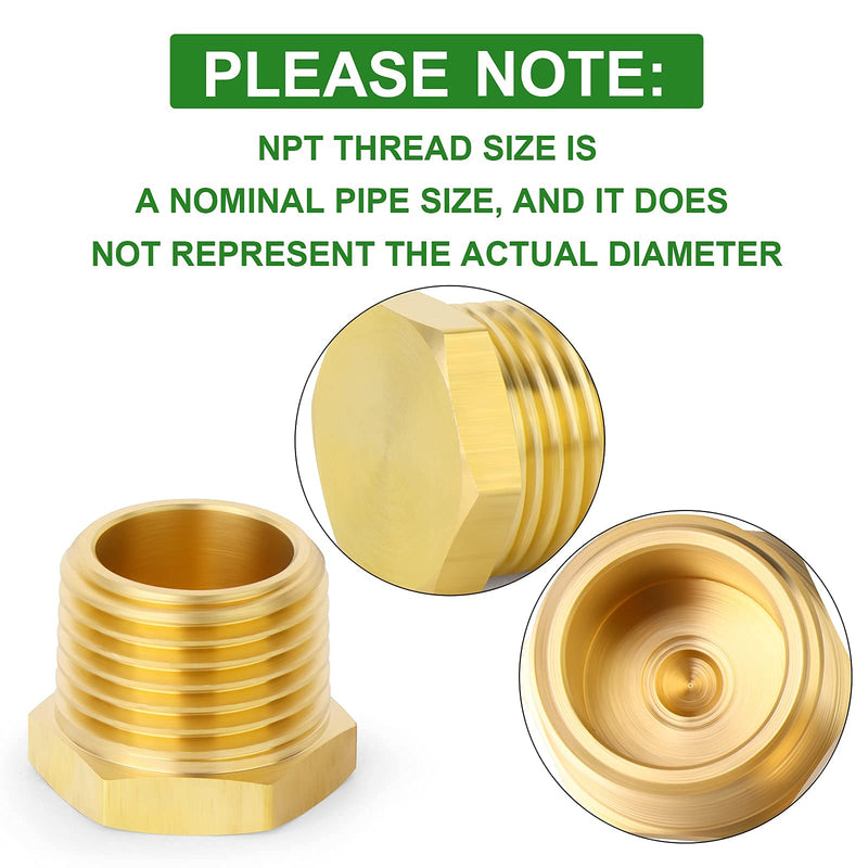 [Australia - AusPower] - TAISHER 20Pcs Brass Outer Hex Thread Socket Pipe Plug Fitting 1/8" 1/4" 3/8" 1/2" NPT Male 20 