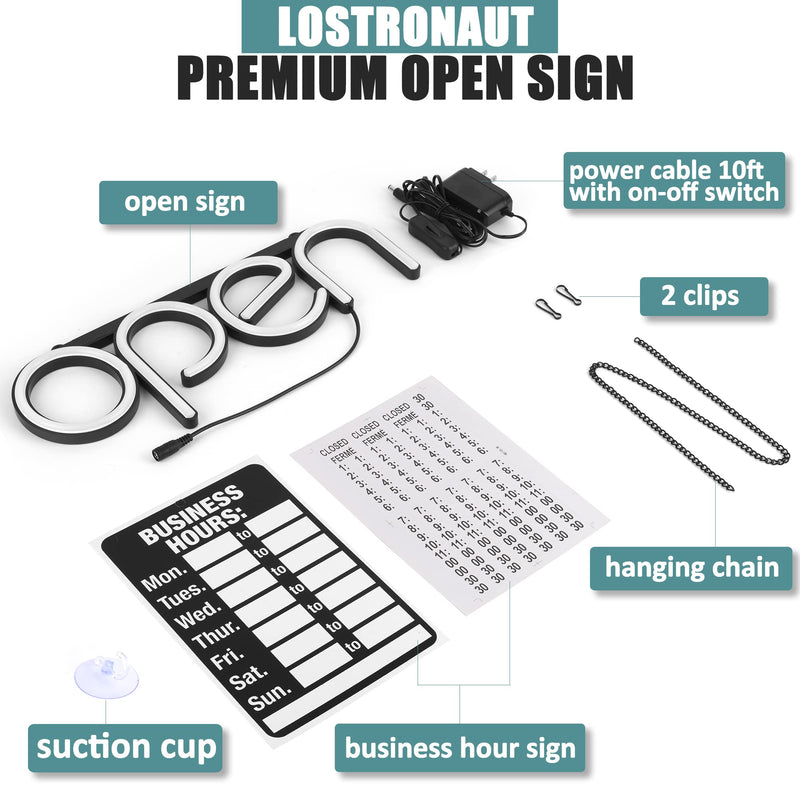 [Australia - AusPower] - LED Neon Open Sign Light. Perfect to Advertise Storefront, Business, Office, Shop and Restaurant. Ultra Bright White Designer Color. Custom Built, Elegant Window Display horizontal 