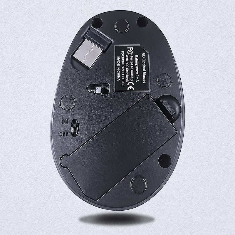 [Australia - AusPower] - Ergonomic Wireless Mouse, Wireless Vertical Mouse 2.4GHz Optical Mice with Adjustable DPI 800/1200/1600 for Small Hands,Black Black 