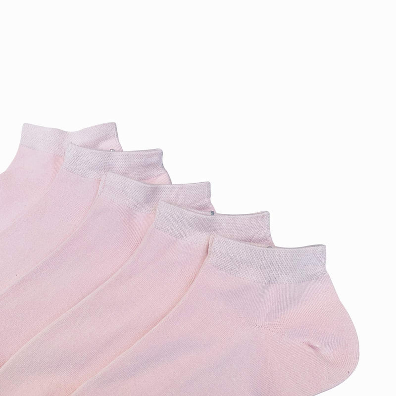 [Australia - AusPower] - Women Solid Color Ankle Socks Bamboo Pastel Thin Sock Odor Resistant Low Cut Gift Girl Sock 5 Pairs Pink Large 