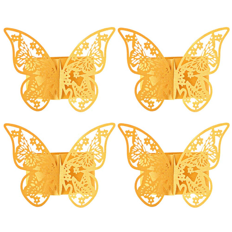 [Australia - AusPower] - Baimeixun 100pcs 3D Butterfly Paper Napkin Rings for Weddings Party Serviette Table Decoration (Gold) Gold 