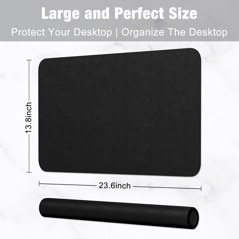 [Australia - AusPower] - Hsurbtra Desk Pad, 23.6" x 13.8" PU Leather Desk Mat, M Extended Mouse Pad, Waterproof Desk Blotter Protector, Ultra Thin Small Laptop Keyboard Mat, Non-Slip Desk Writing Pad for Office Home, Black 23.6" x 13.8" 