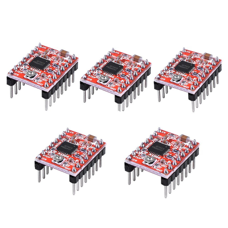 [Australia - AusPower] - HiLetgo 5pcs A4988 Stepstick Stepper Motor Driver Module with Heat Sink for 3D Printer Reprap Suitable for Mendel Huxley Arduino 